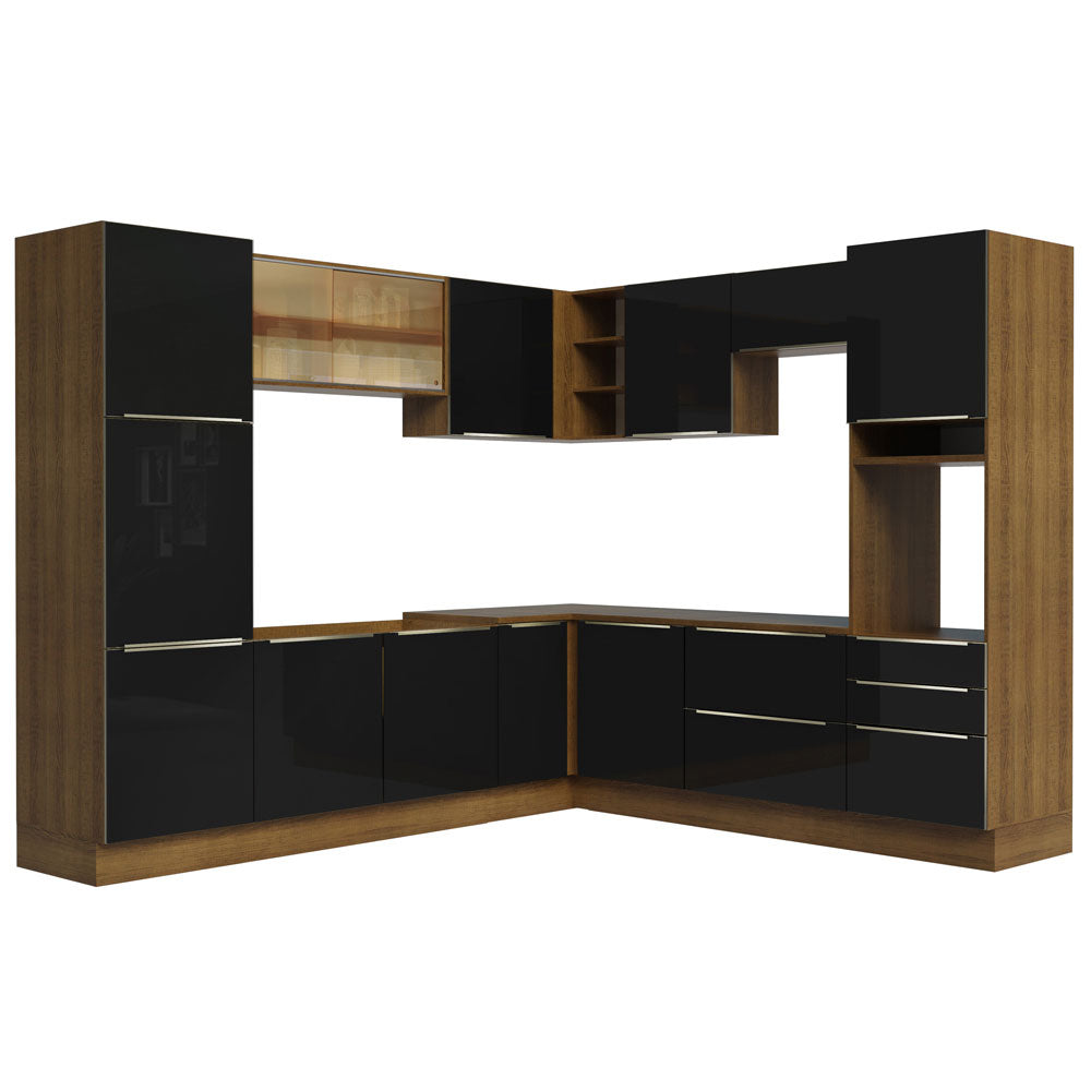 Armário de Cozinha Completa de Canto 546 x 60 cm Rustic/Preto Lux Madesa 01