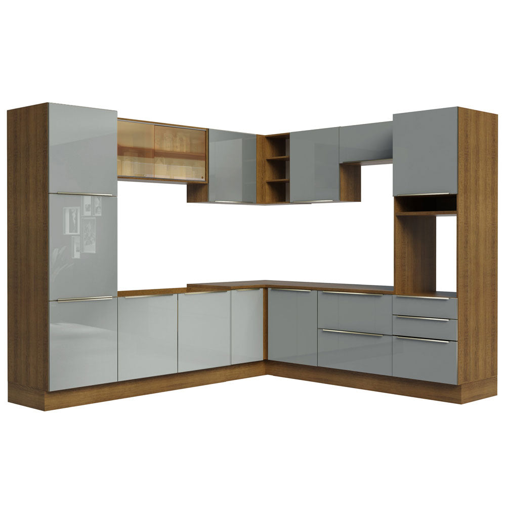 Armário de Cozinha Completa de Canto 546 x 60 cm Rustic/Cinza Lux Madesa 01