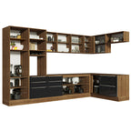 Armário de Cozinha Completa de Canto 546cm Rustic/Preto Lux Madesa 05