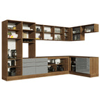 Armário de Cozinha Completa de Canto 546cm Rustic/Cinza Lux Madesa 05