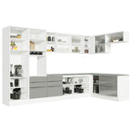 Armário de Cozinha Completa de Canto 546 x 60 cm Branco/Cinza Lux Madesa 05