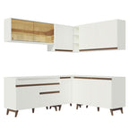Armário de Cozinha Completa de Canto 382cm Branco Reims Madesa 01