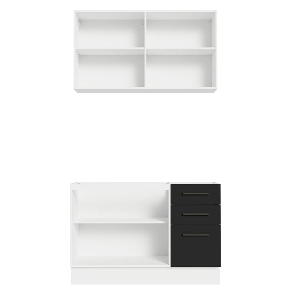 Armário de Cozinha Compacta 120cm Branco/Preto Agata Madesa 01