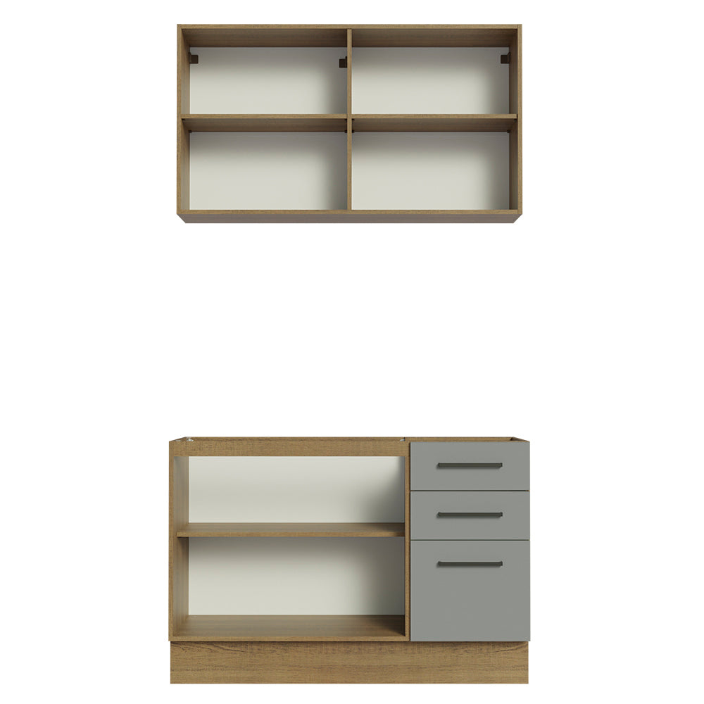 Armário de Cozinha Compacta 120cm Rustic/Cinza Agata Madesa 01