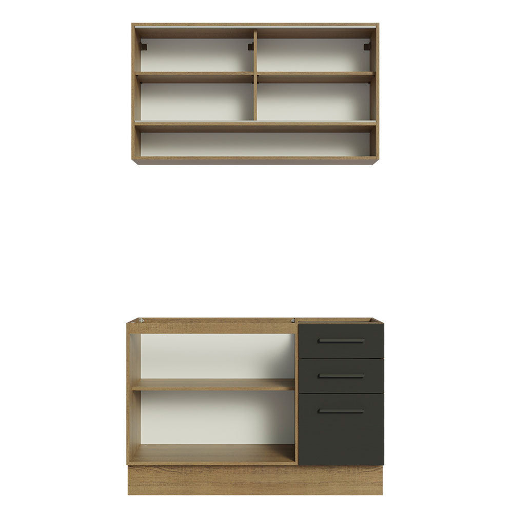 Armário de Cozinha Compacta 120cm Rustic/Preto Agata Madesa 02