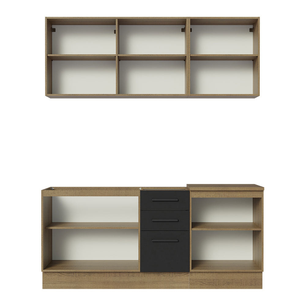 Armário de Cozinha Compacta 180cm Rustic Preto Agata Madesa 01