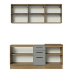 Armário de Cozinha Compacta 180cm Rustic Cinza Agata Madesa 01