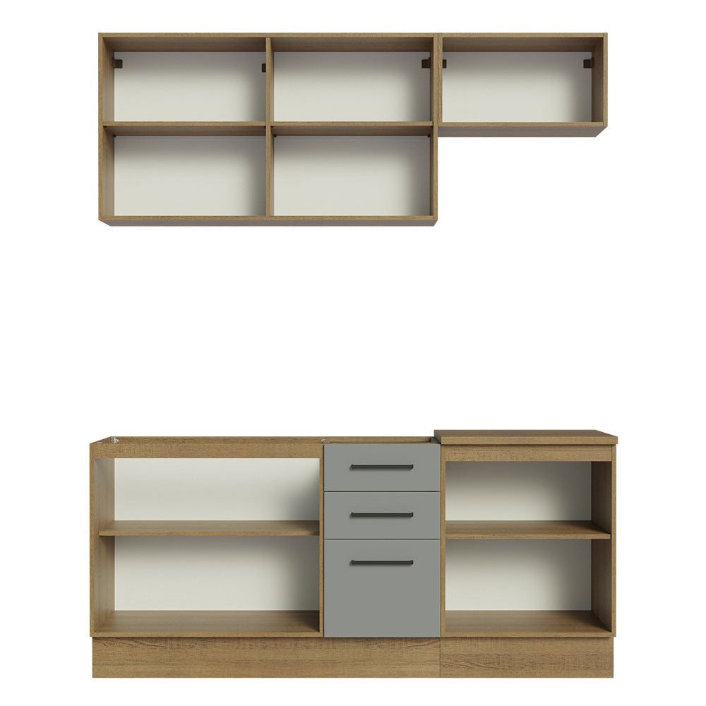Armário de Cozinha Compacta 180cm Rustic Cinza Agata Madesa 03