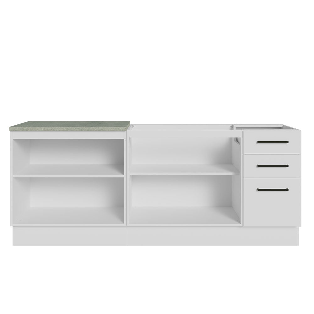 Kit com 2 Balcões de Cozinha Madesa Agata 3 Gavetas 4 Portas (Sem Tampo e Pia) Branco