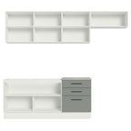 Armário de Cozinha Completa 260cm Branco Cinza Agata Madesa 02