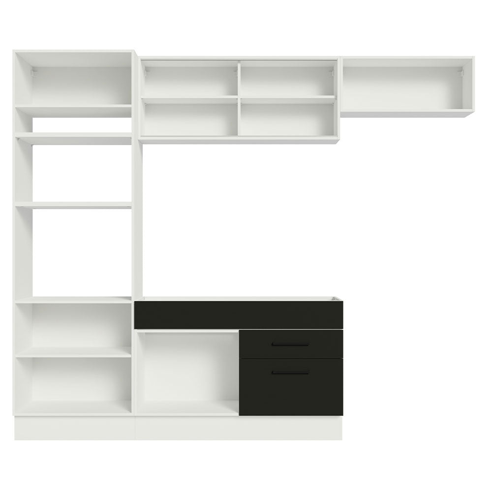 Armário de Cozinha Completa 270cm Branco Preto Agata Madesa 04