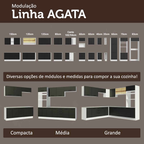 Armário de Cozinha Completa 270 cm Branco/Preto Agata Madesa 12