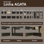 Armário de Cozinha Completa 270 cm Rustic/Preto Agata Madesa 12
