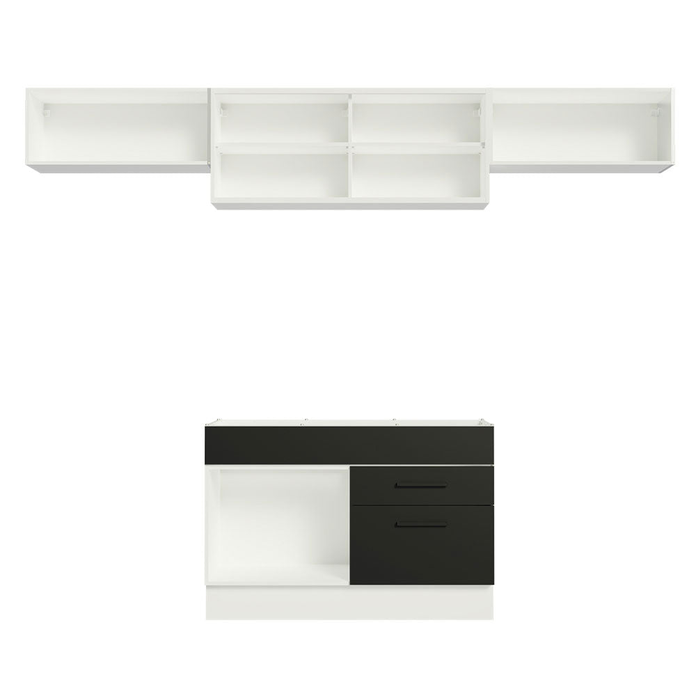 Armário de Cozinha Compacta 280cm Branco/Preto Agata Madesa 01