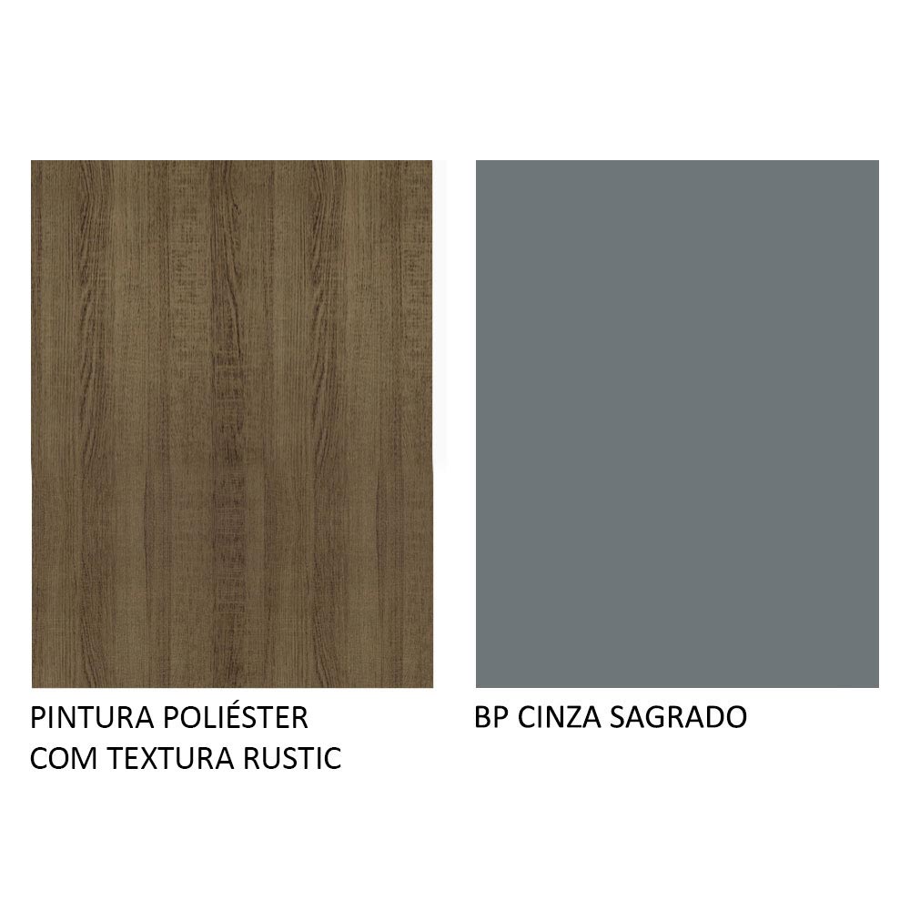 Armário de Cozinha Completa 350cm Rustic/Cinza Agata Madesa 01