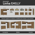 Armário de Cozinha Compacta 165cm com Pia Rustic Emilly Madesa 09