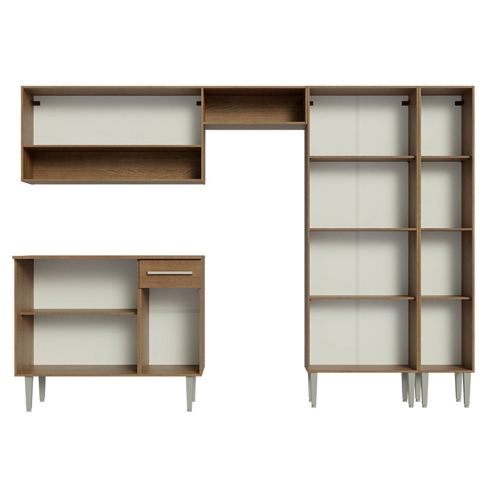 Armário de Cozinha Completa 261cm Rustic/Preto Emilly Madesa 02