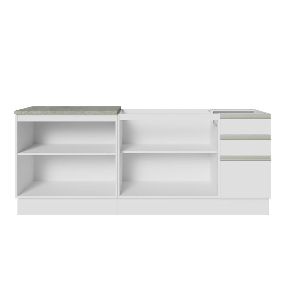 Kit com 2 Balcões de Cozinha Madesa Glamy 4 Portas 3 Gavetas (Sem Tampo e Pia) Branco Branco