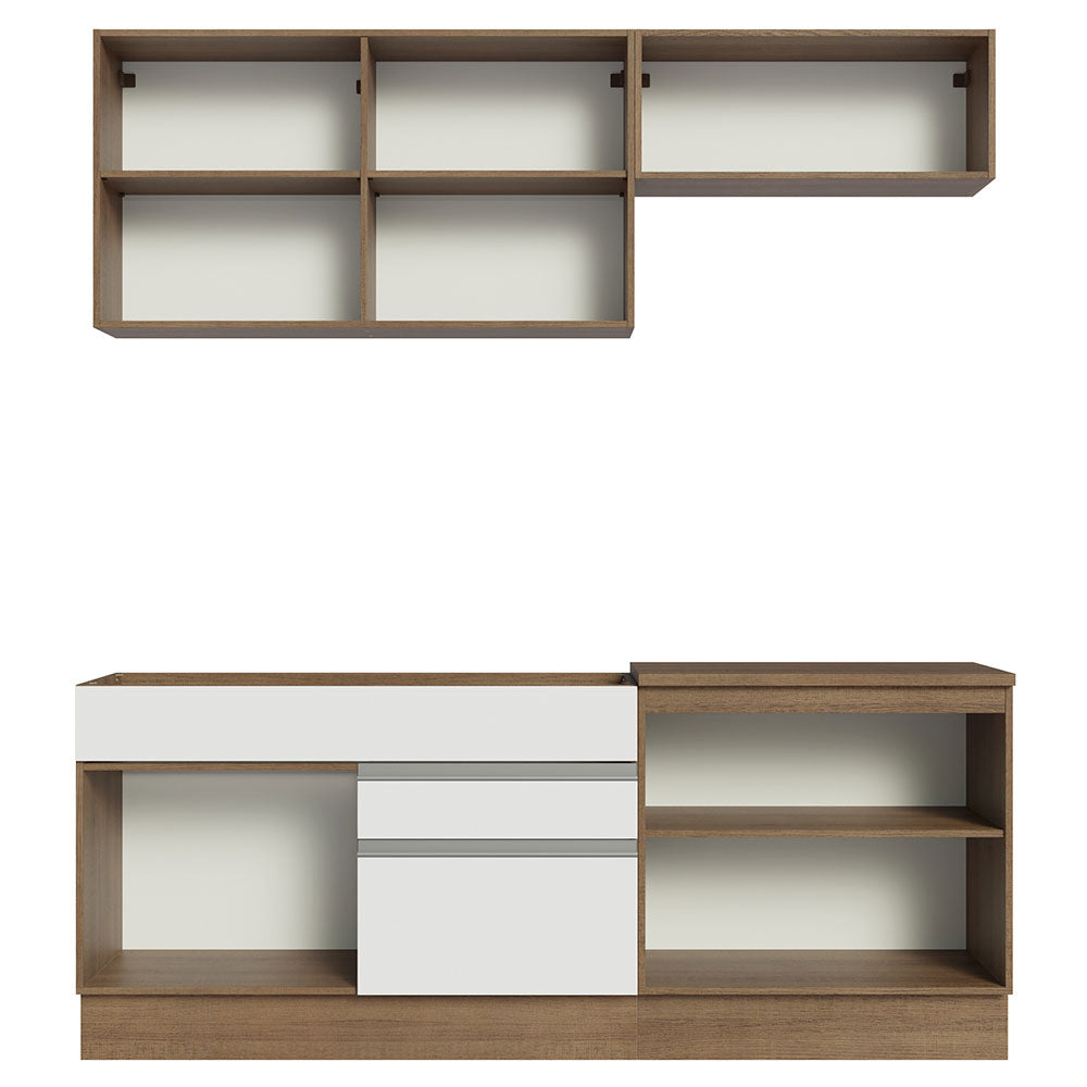 Armário de Cozinha Compacta 200cm Rustic/Branco Glamy Madesa 07