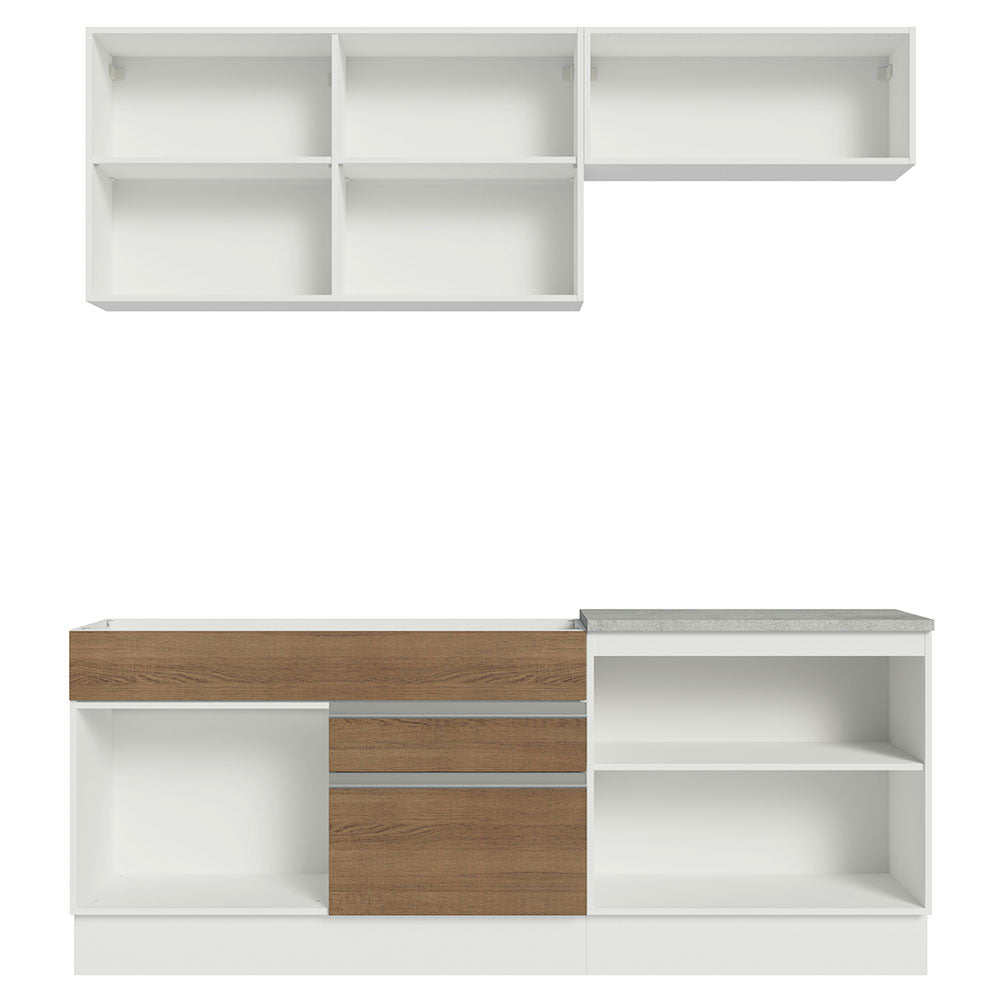 Armário de Cozinha Compacta 200cm Branco/Rustic Glamy Madesa 07