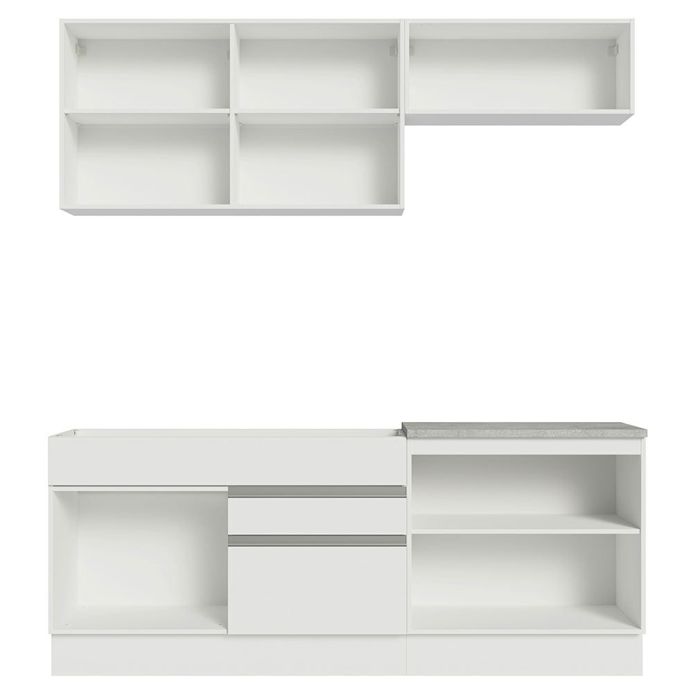 Armário de Cozinha Compacta 200cm Branco/Crema Glamy Madesa 07
