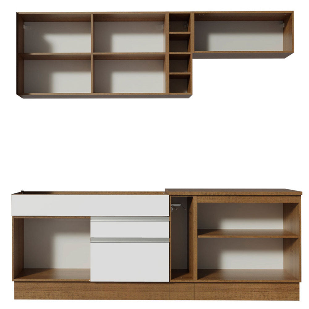 Armário de Cozinha Completa 220cm Branco/Rustic/Crema Parma Madesa 02