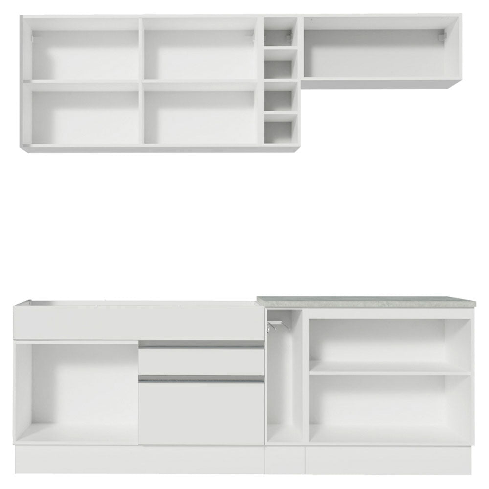 Armário de Cozinha Completa 220cm Branco/Branco/Preto Parma Madesa 03