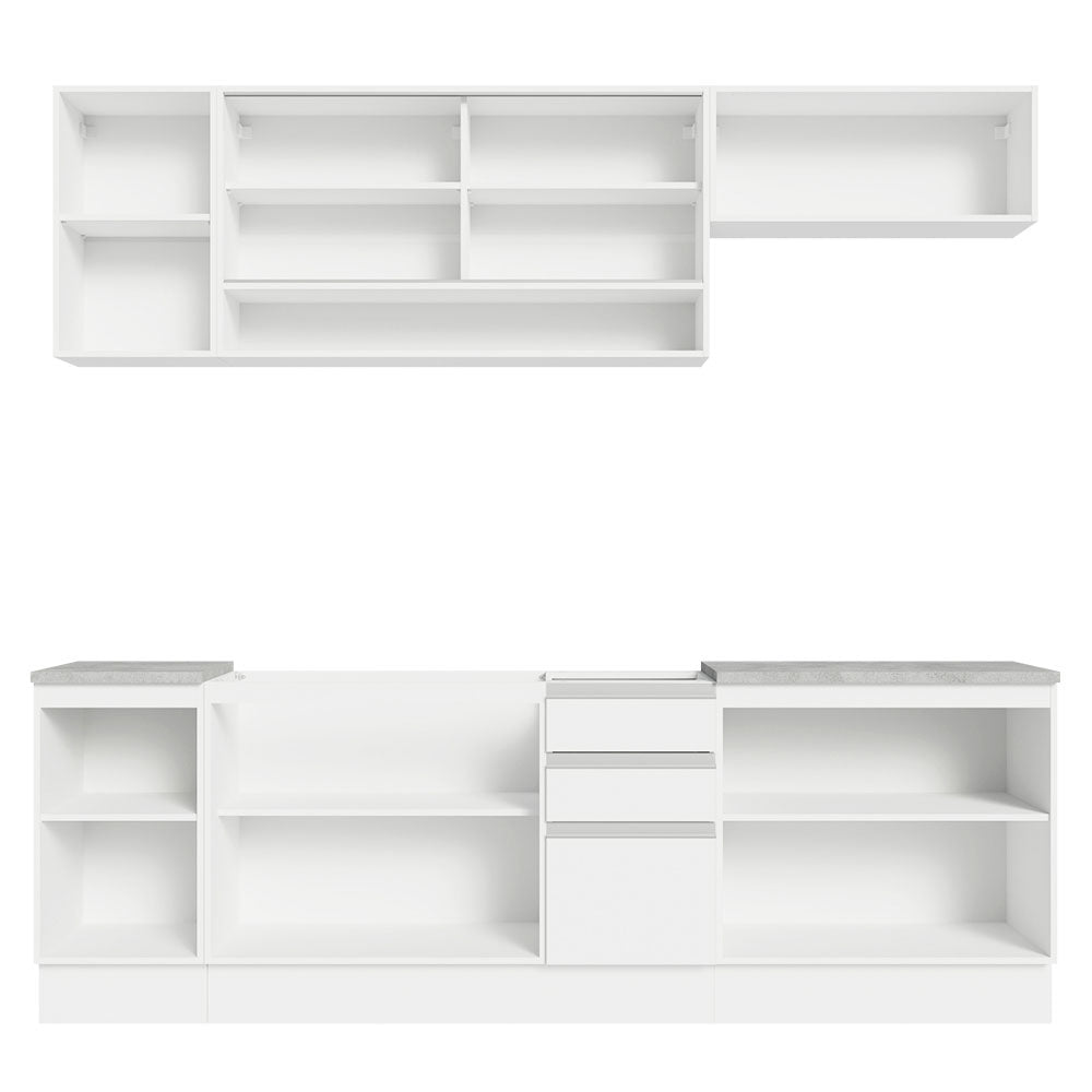 Armário de Cozinha Completa 240cm Branco Glamy Madesa 03