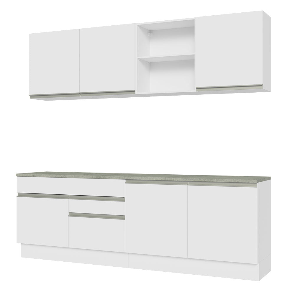 Armário de Cozinha Completa 240cm Branco Glamy Madesa 06
