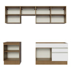 Armário de Cozinha Completa 240cm Rustic/Branco Glamy Madesa 08