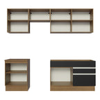 Armário de Cozinha Completa 240cm Rustic/Preto Glamy Madesa 08