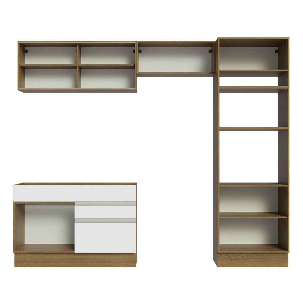 Armário de Cozinha Completa 270cm Rustic/Branco Glamy Madesa 12