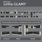 Armário de Cozinha Completa 270 cm Branco/Preto Glamy Madesa 17