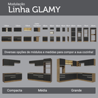 Armário de Cozinha Completa 270 cm Rustic/Preto Glamy Madesa 17