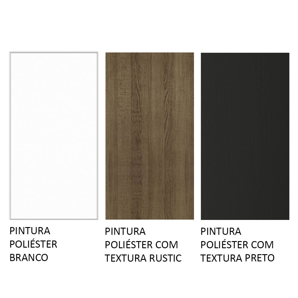 Armário de Cozinha Completa 280cm Branco/Preto/Rustic Marcela Madesa 03