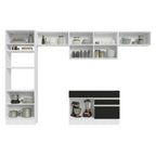 Armário de Cozinha Completa 350cm Branco/Preto Glamy Madesa 01