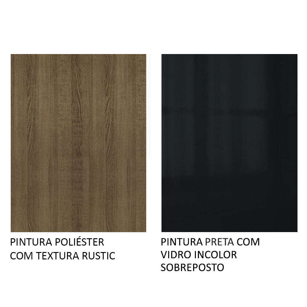 Armário de Cozinha Completa 260 x 60 cm Rustic/Preto Lux Madesa 05