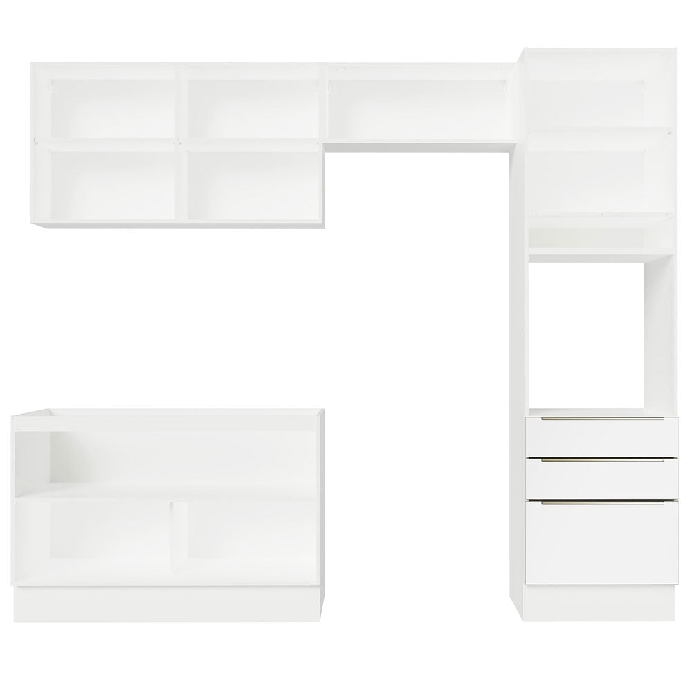 Armário de Cozinha Completa 260 x 60 cm Branco Branco Veludo Lux Madesa 05