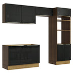 Armário de Cozinha Completa 270cm Rustic/Preto Lux Madesa 01