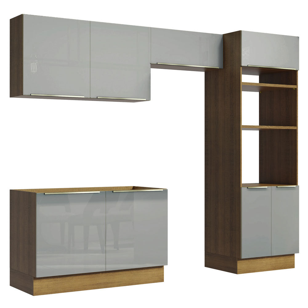 Armário de Cozinha Completa 270cm Rustic/Cinza Lux Madesa 01