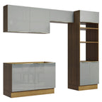 Armário de Cozinha Completa 270cm Rustic/Cinza Lux Madesa 01