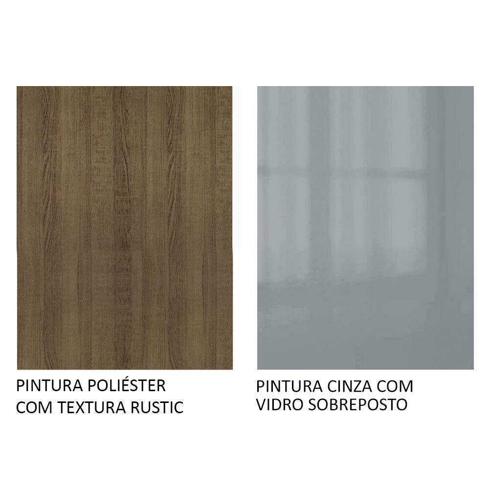 Armário de Cozinha Completa 300 x 60 cm Rustic/Cinza Lux da Sabrina Madesa