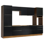 Armário de Cozinha Completa 320 x 60 cm Rustic/Preto Lux Madesa 03