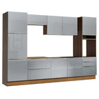 Armário de Cozinha Completa 320 x 60 cm Rustic/Cinza Lux Madesa 03