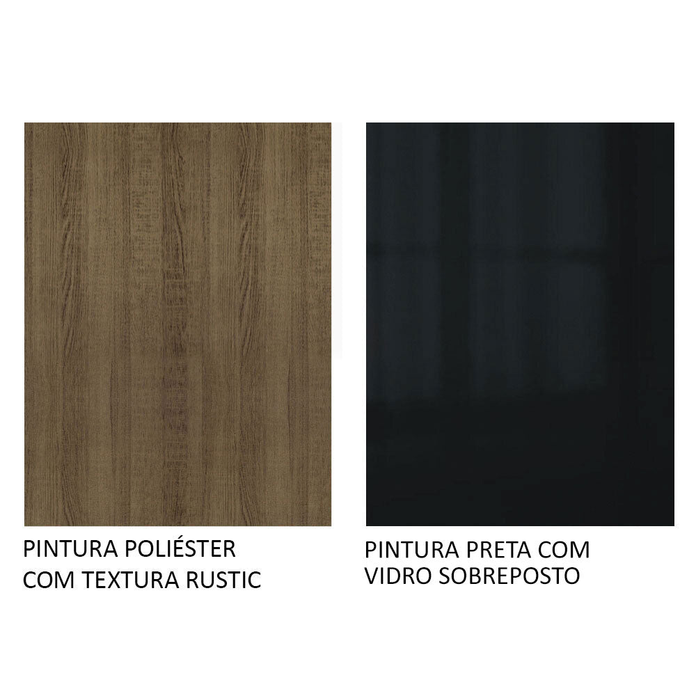 Armário de Cozinha Completa 340 x 60 cm Rustic/Preto Lux Madesa 01