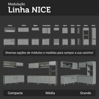 Armário de Cozinha Compacta 200cm Cinza Nice Madesa 09