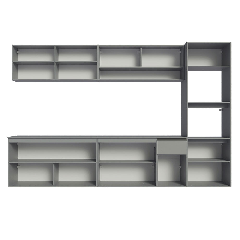 Armário de Cozinha Completa Suspenso 300cm Cinza Nice Madesa 04