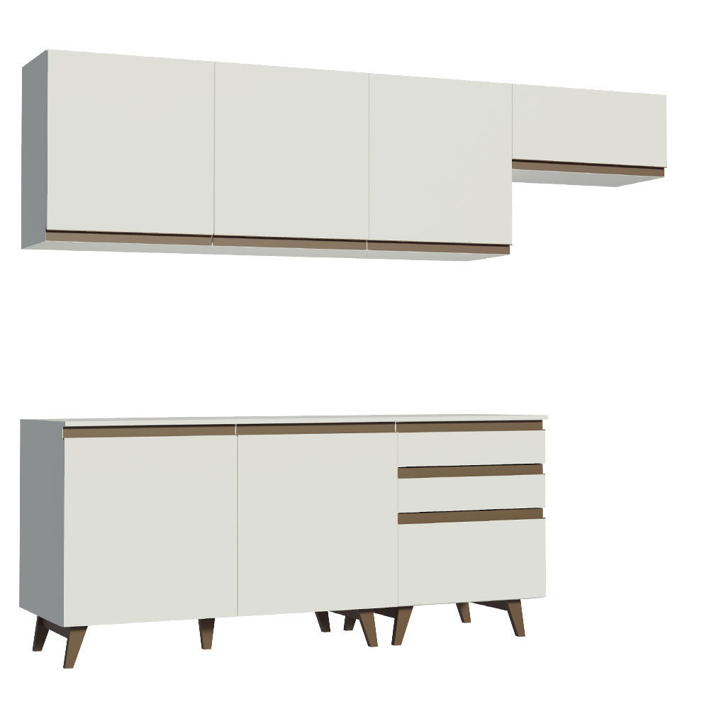Armário de Cozinha Completa 250cm Branco Reims Madesa 02