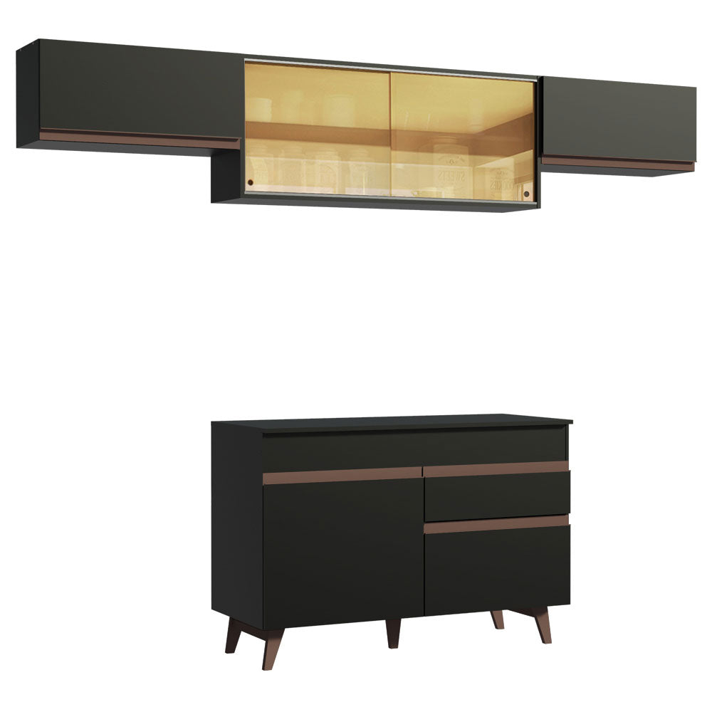 Armário de Cozinha Compacta Reims 260cm Preto Reims Madesa 03