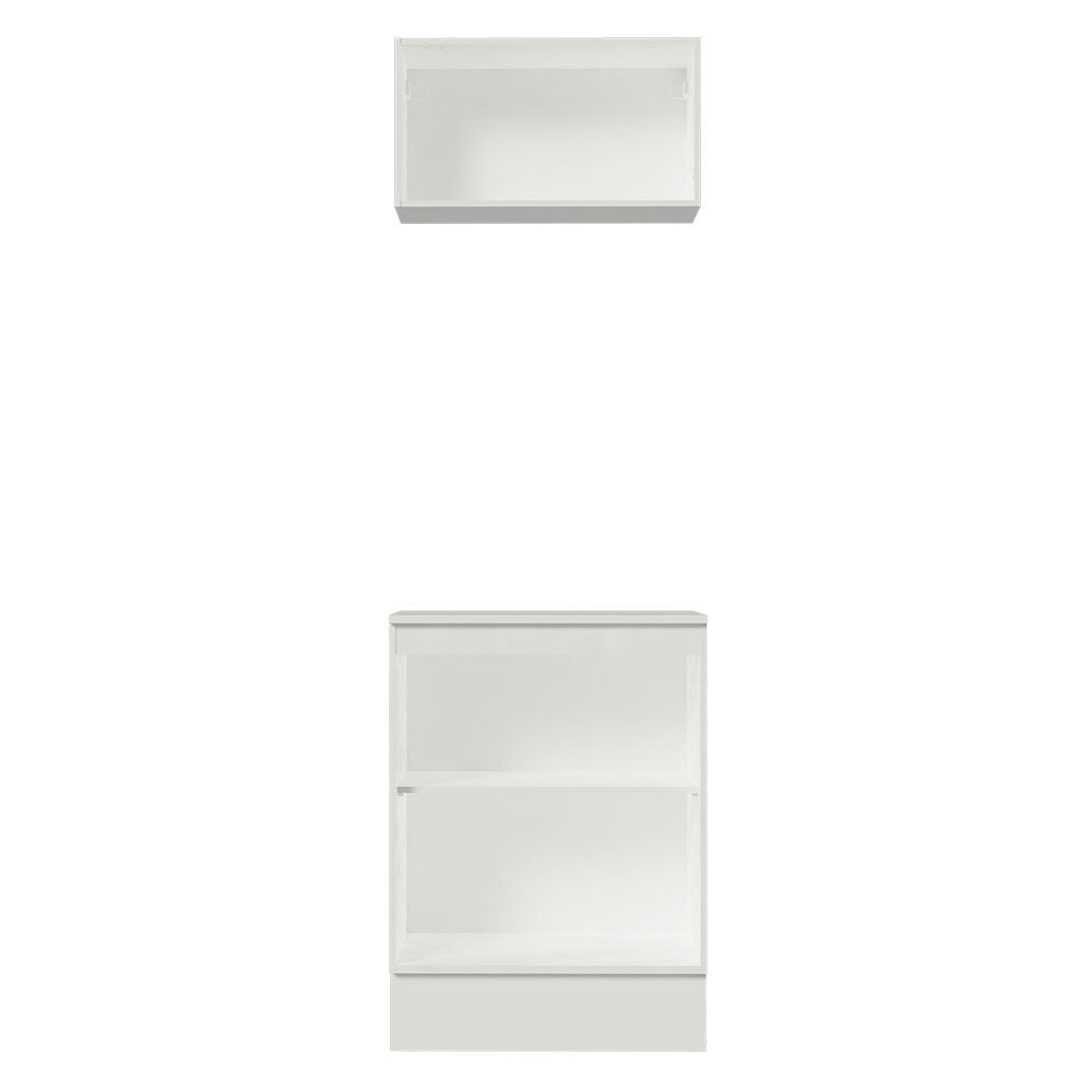 Kit 60 cm 100% MDF 2 Portas e 1 Suspensa Branco Smart Madesa
